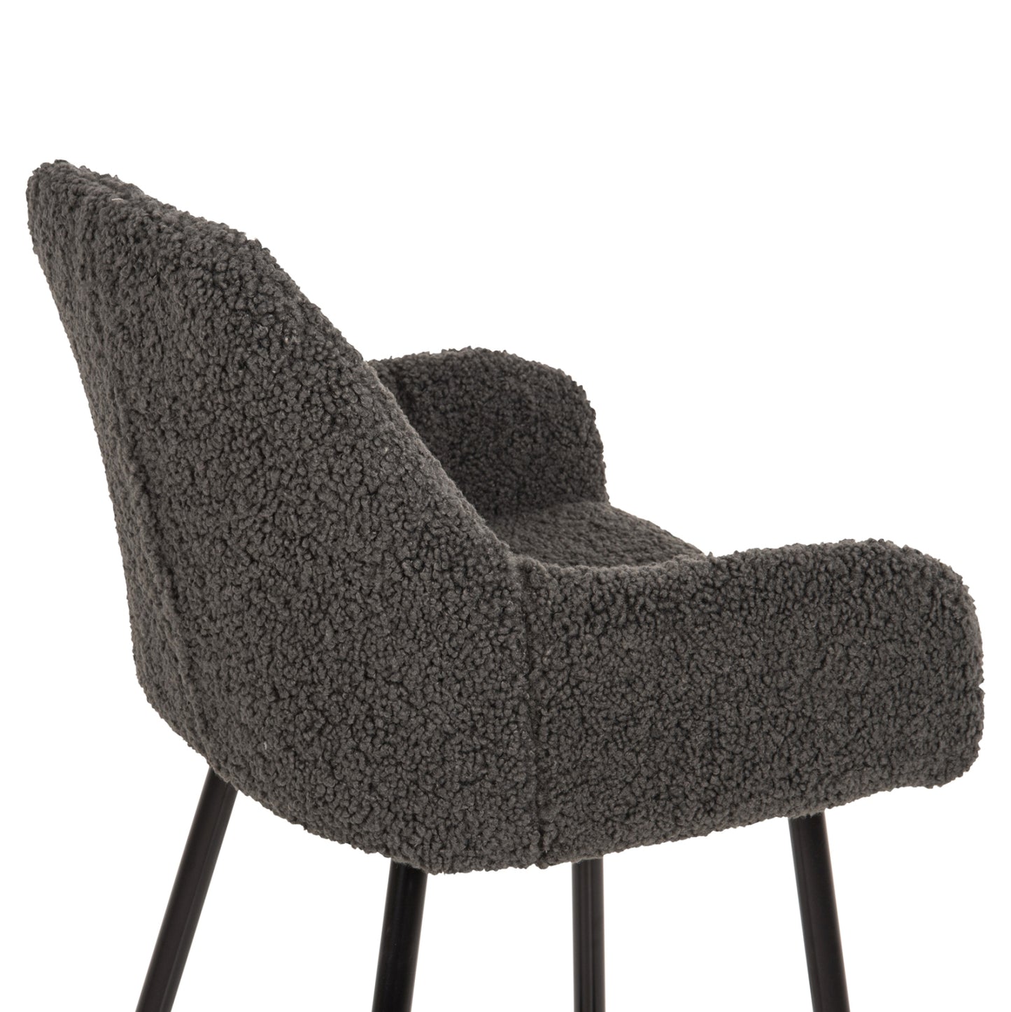 MID-HEIGHT STOOL STRIKE FABRIC TEDDY GREY BLACK METAL LEGS 50x50x94.5