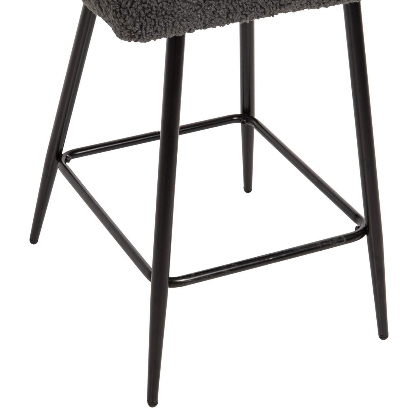 MID-HEIGHT STOOL STRIKE FABRIC TEDDY GREY BLACK METAL LEGS 50x50x94.5
