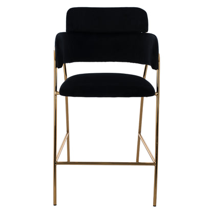 MID-HEIGHT STOOL KELSO VELVET BLACK GOLDEN FRAME 54x58x95