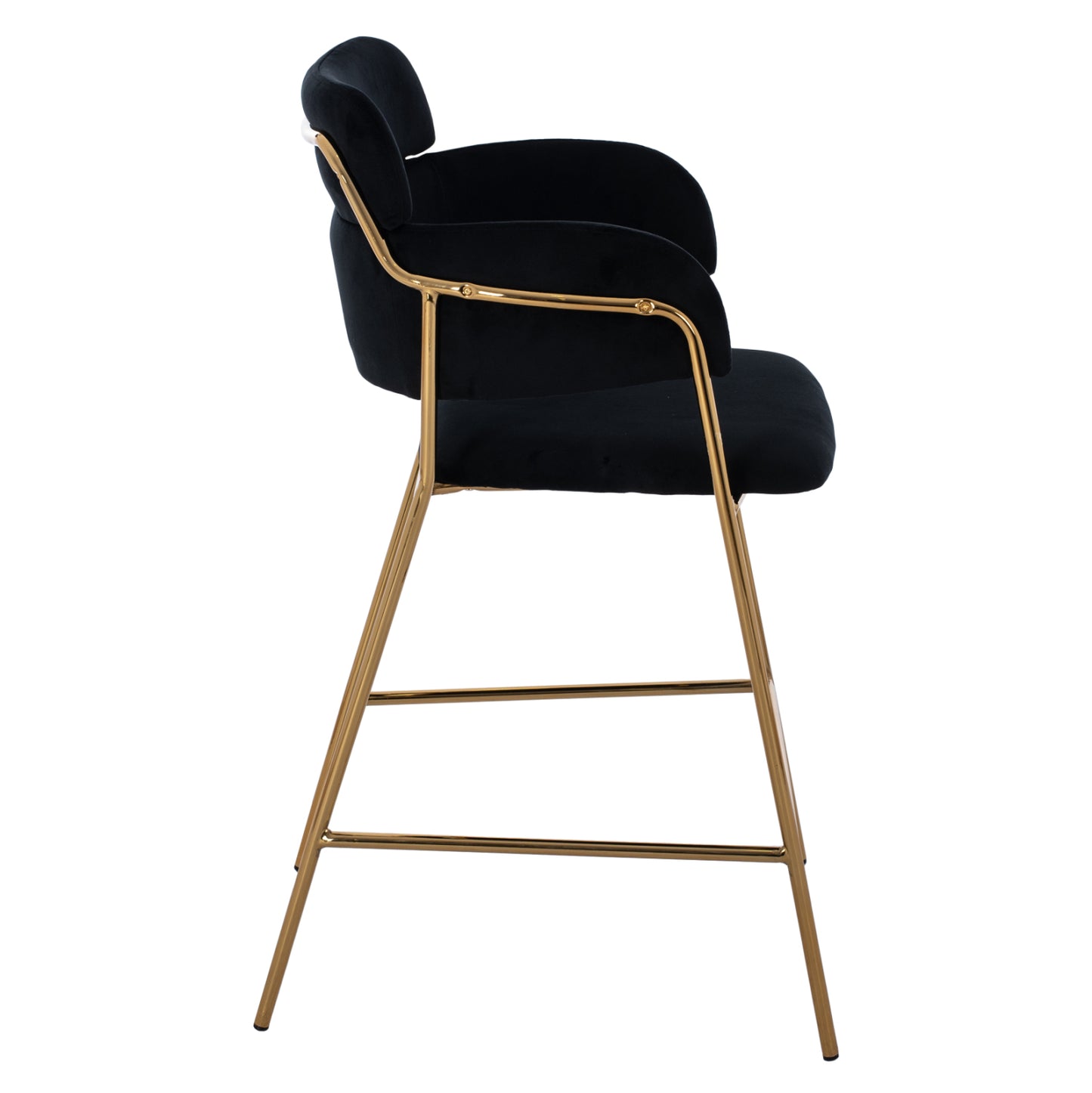 MID-HEIGHT STOOL KELSO VELVET BLACK GOLDEN FRAME 54x58x95