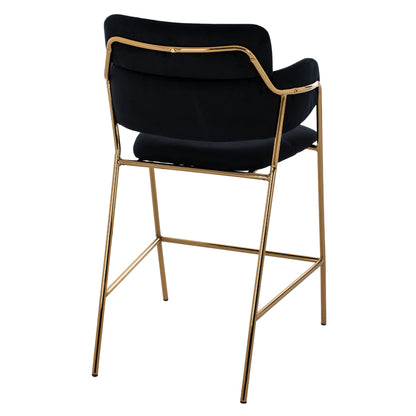 MID-HEIGHT STOOL KELSO VELVET BLACK GOLDEN FRAME 54x58x95
