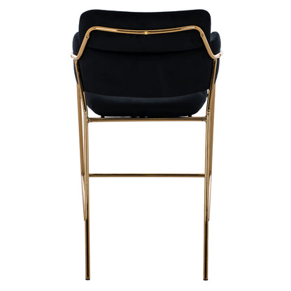 MID-HEIGHT STOOL KELSO VELVET BLACK GOLDEN FRAME 54x58x95