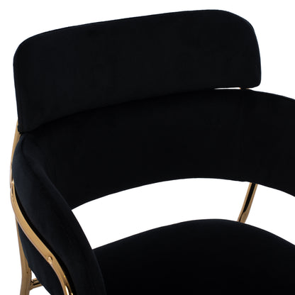 MID-HEIGHT STOOL KELSO VELVET BLACK GOLDEN FRAME 54x58x95