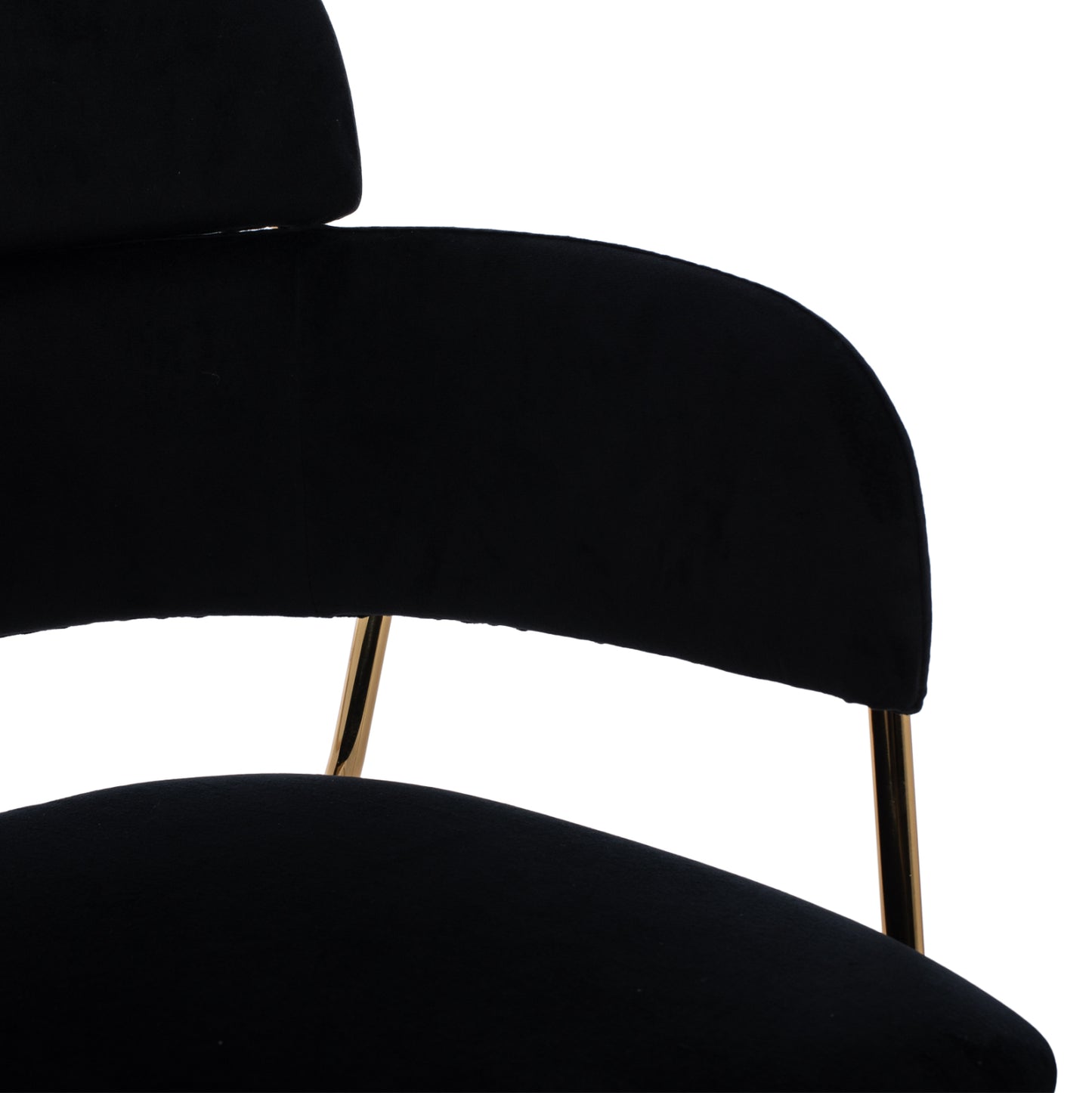 MID-HEIGHT STOOL KELSO VELVET BLACK GOLDEN FRAME 54x58x95
