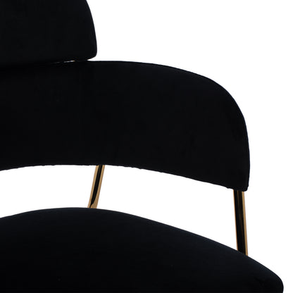MID-HEIGHT STOOL KELSO VELVET BLACK GOLDEN FRAME 54x58x95