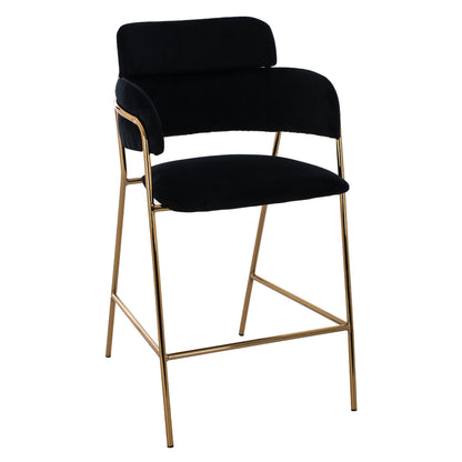MID-HEIGHT STOOL KELSO VELVET BLACK GOLDEN FRAME 54x58x95