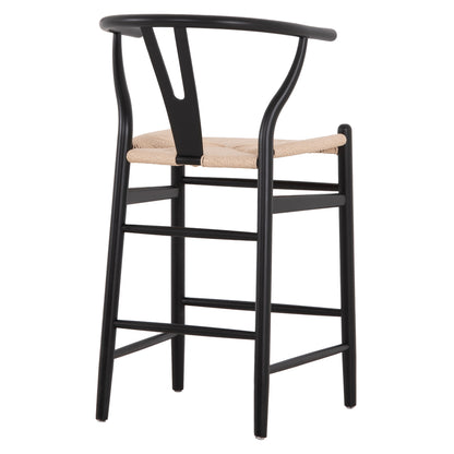 BAR STOOL BRAVE BEECH WOOD BLACK WHITE ROPE 48x53x100