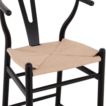 BAR STOOL BRAVE BEECH WOOD BLACK WHITE ROPE 48x53x100