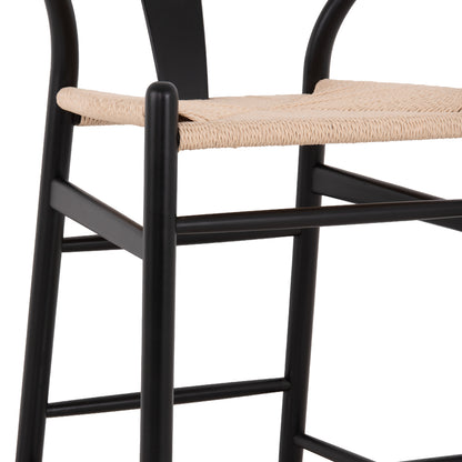 BAR STOOL BRAVE BEECH WOOD BLACK WHITE ROPE 48x53x100