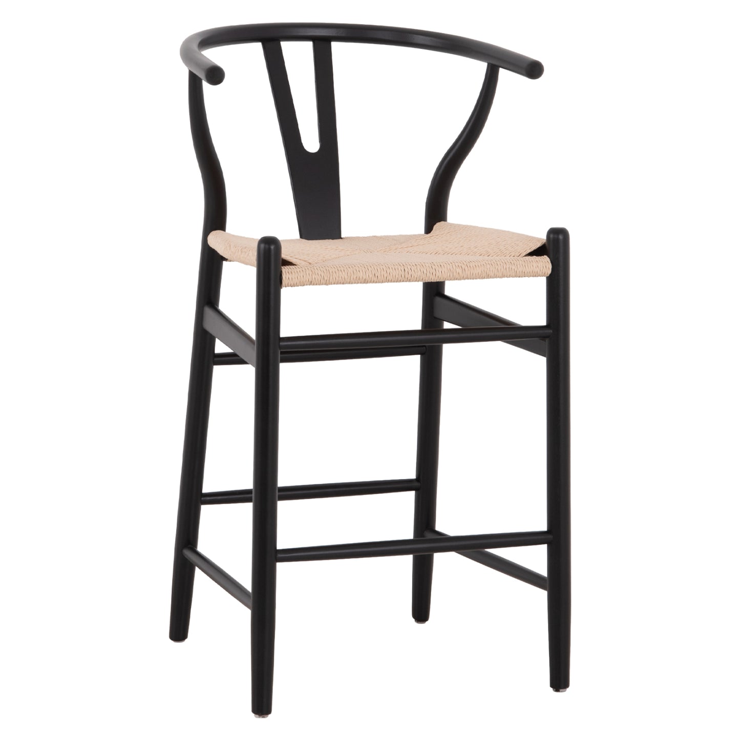 BAR STOOL BRAVE BEECH WOOD BLACK WHITE ROPE 48x53x100