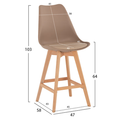 STOOL VEGAS MEDIUM HEIGHT CAPPUCCINO NATURAL 47x58x100