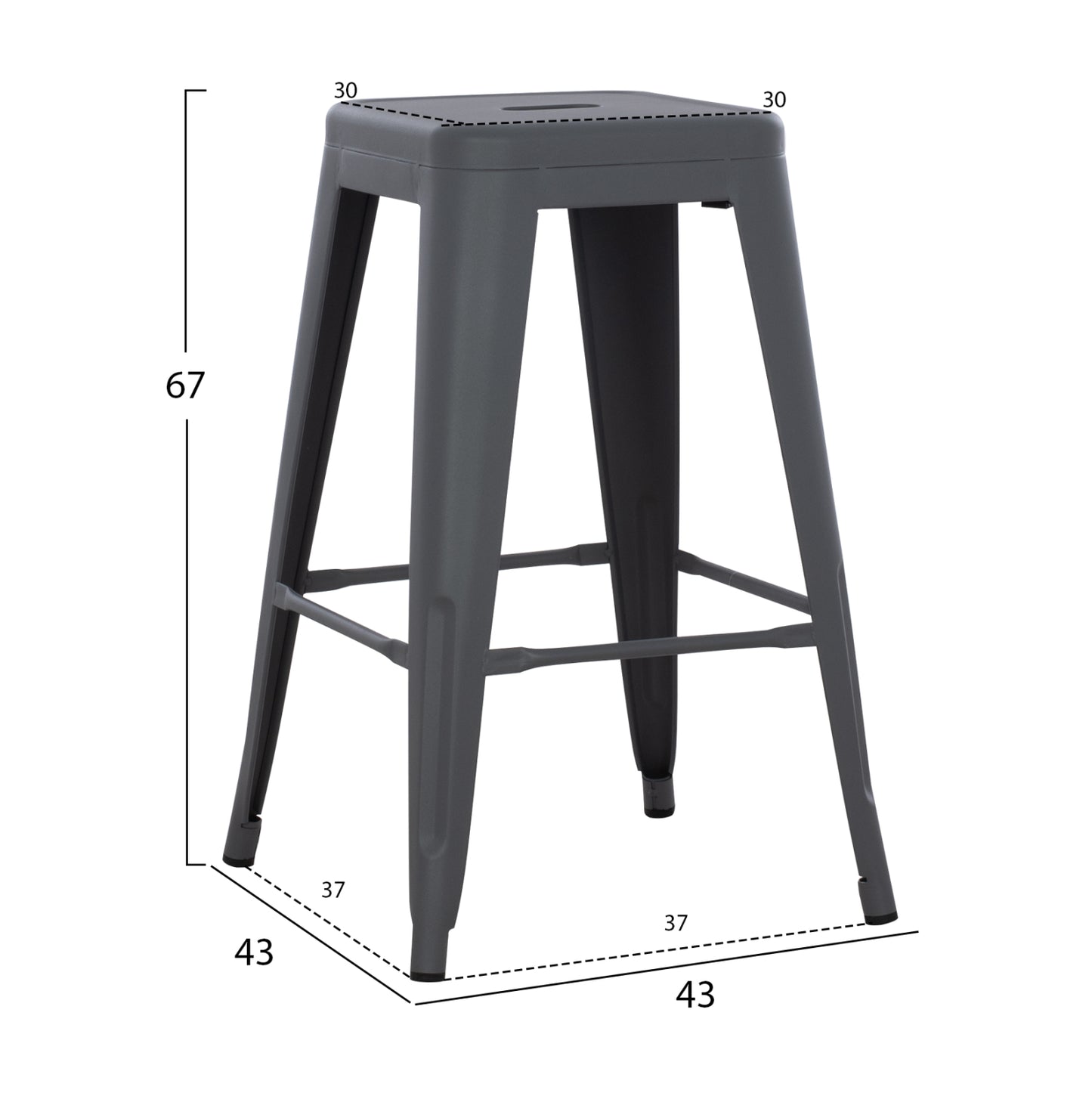 ΣΚΑΜΠΟ ΜΕΣΑΙΟΥ ΥΨΟΥΣ ΜΕΤΑΛΛΙΚΟ MELITA PRO ΓΚΡΙ 43x43x67