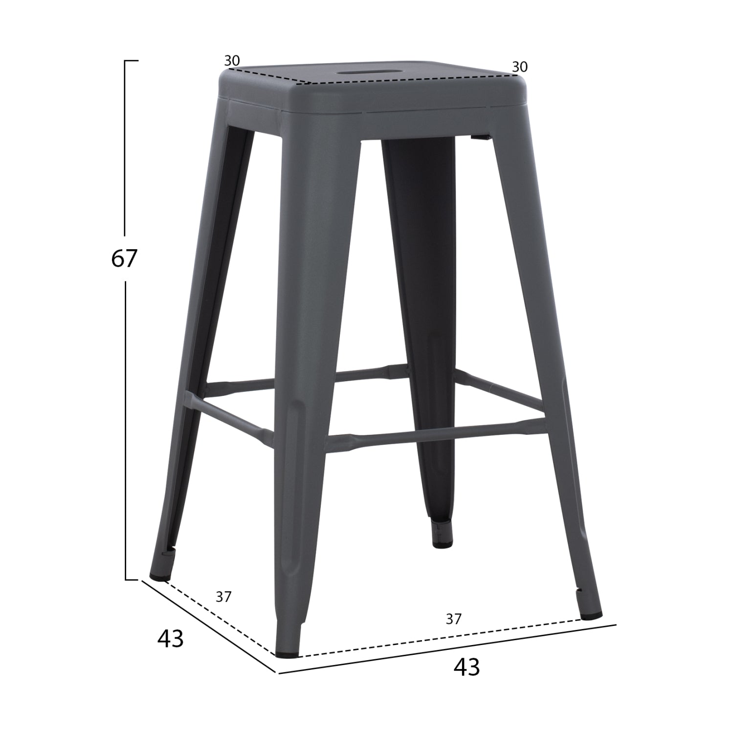 ΣΚΑΜΠΟ ΜΕΣΑΙΟΥ ΥΨΟΥΣ ΜΕΤΑΛΛΙΚΟ MELITA PRO ΓΚΡΙ 43x43x67