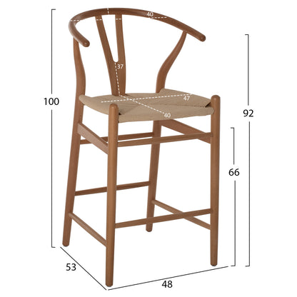 MID-HEIGHT STOOL BRAVE BEECH WITH FORKED BACK NATURAL 48x53x100