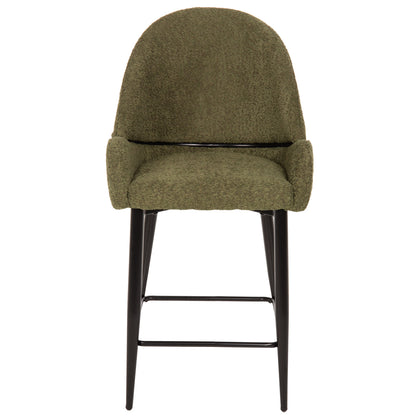 MID-HEIGHT STOOL SARKY BOUCLÉ FABRIC GREEN METAL LEGS 55x62x105