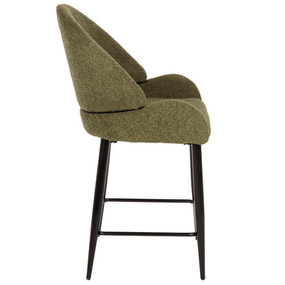 MID-HEIGHT STOOL SARKY BOUCLÉ FABRIC GREEN METAL LEGS 55x62x105