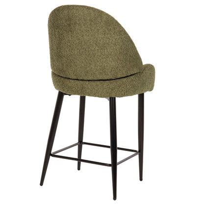 MID-HEIGHT STOOL SARKY BOUCLÉ FABRIC GREEN METAL LEGS 55x62x105