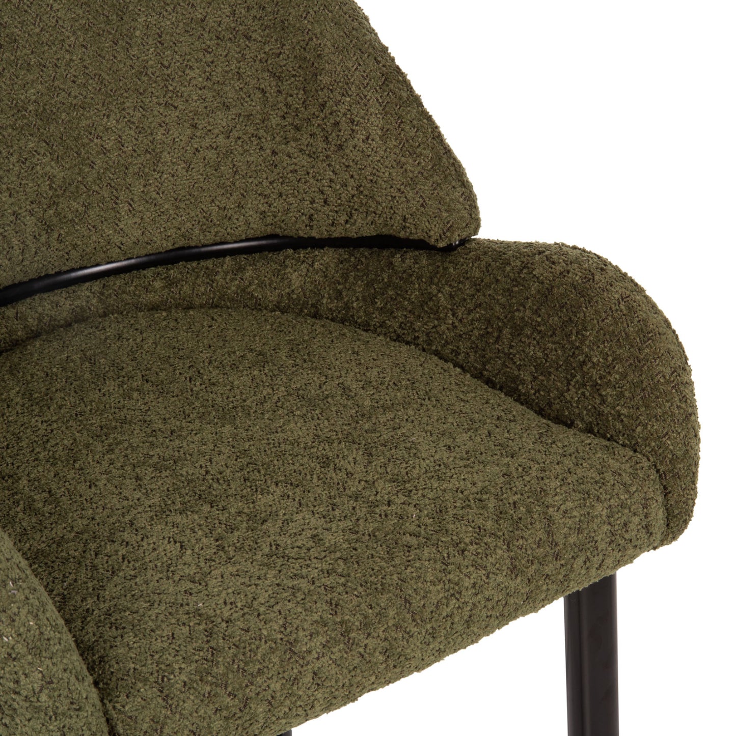 MID-HEIGHT STOOL SARKY BOUCLÉ FABRIC GREEN METAL LEGS 55x62x105