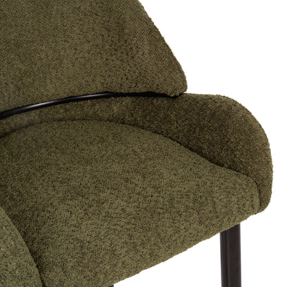 MID-HEIGHT STOOL SARKY BOUCLÉ FABRIC GREEN METAL LEGS 55x62x105