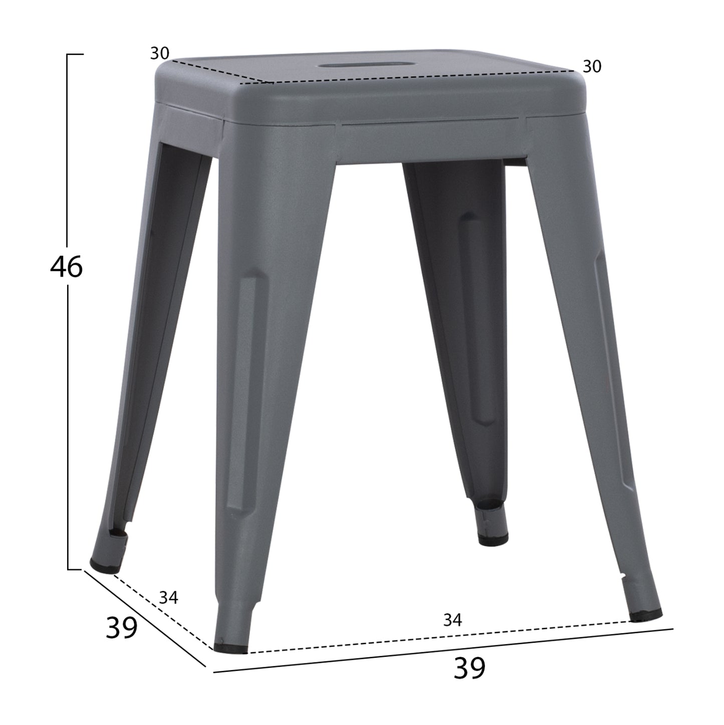 ΣΚΑΜΠΟ ΜΕΤΑΛΛΙΚΟ MELITA ΣΕ ΓΚΡΙ ΜΑΤ ΧΡΩΜΑ 37x37x45