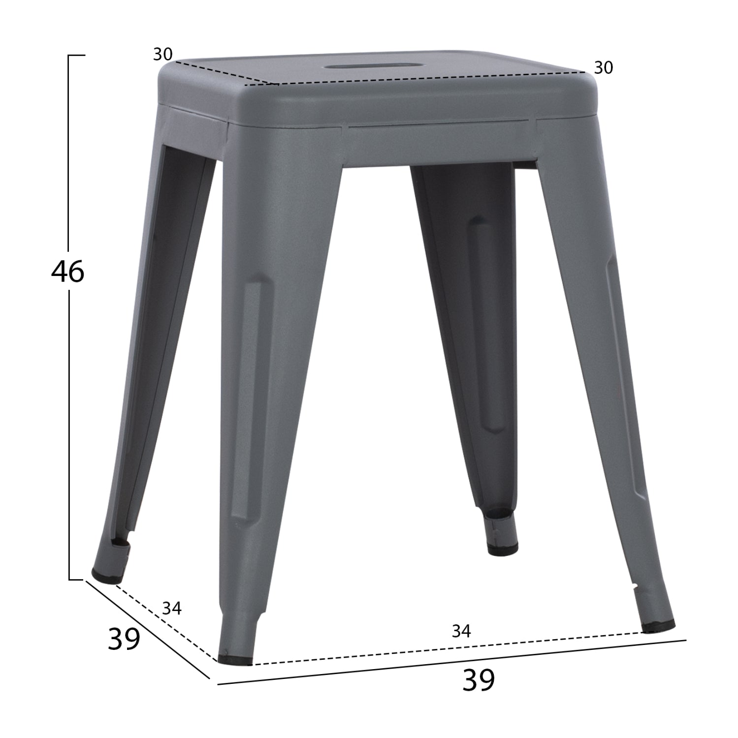 ΣΚΑΜΠΟ ΜΕΤΑΛΛΙΚΟ MELITA ΣΕ ΓΚΡΙ ΜΑΤ ΧΡΩΜΑ 37x37x45