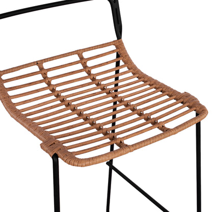 ALLEGRA METAL STOOL WITH WICKER IN BEIGE SHADE 48x53x100