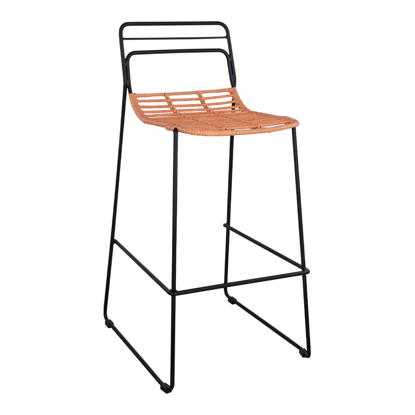 ALLEGRA METAL STOOL WITH WICKER IN BEIGE SHADE 48x53x100