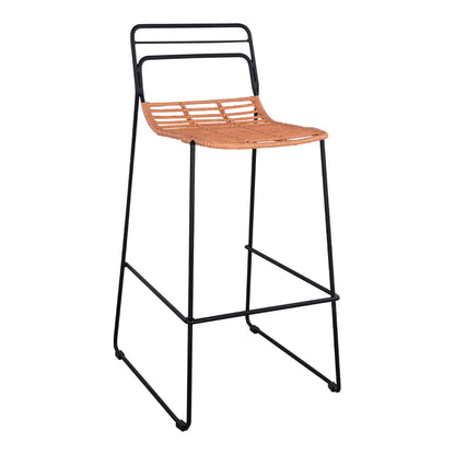ALLEGRA METAL STOOL WITH WICKER IN BEIGE SHADE 48x53x100