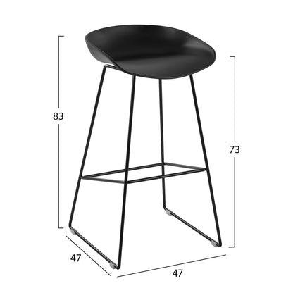 STOOL METAL NAILA WITH PP SEAT BLACK 47x47x83
