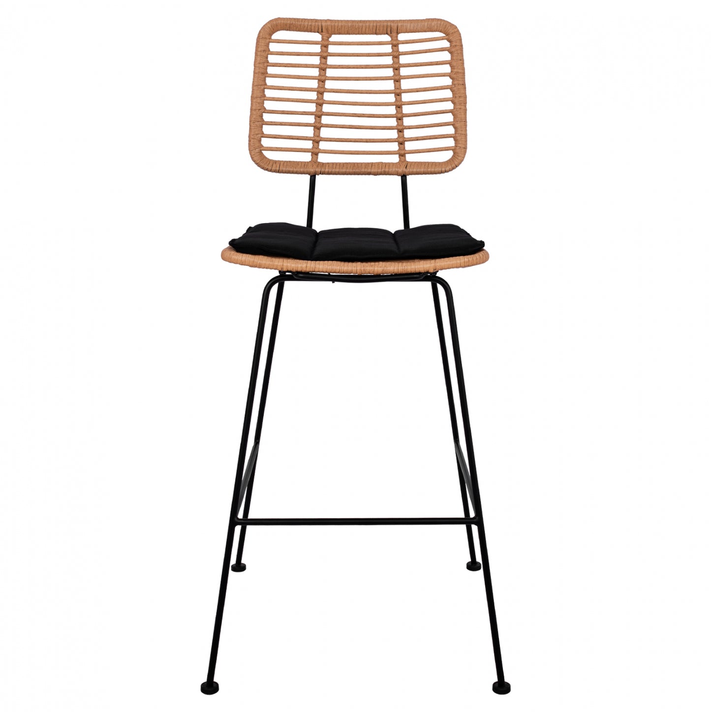 STOOL METAL CUSHION ALLEGRA WITH WICKER BEIGE 46,5x55x117,5