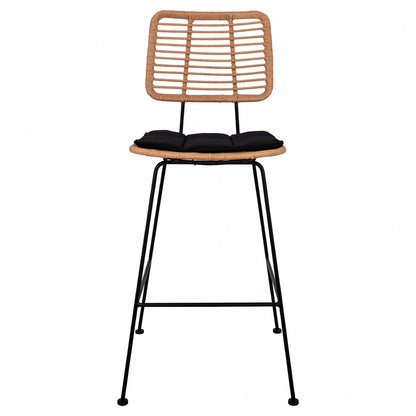 STOOL METAL CUSHION ALLEGRA WITH WICKER BEIGE 46,5x55x117,5