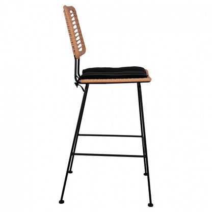 STOOL METAL CUSHION ALLEGRA WITH WICKER BEIGE 46,5x55x117,5