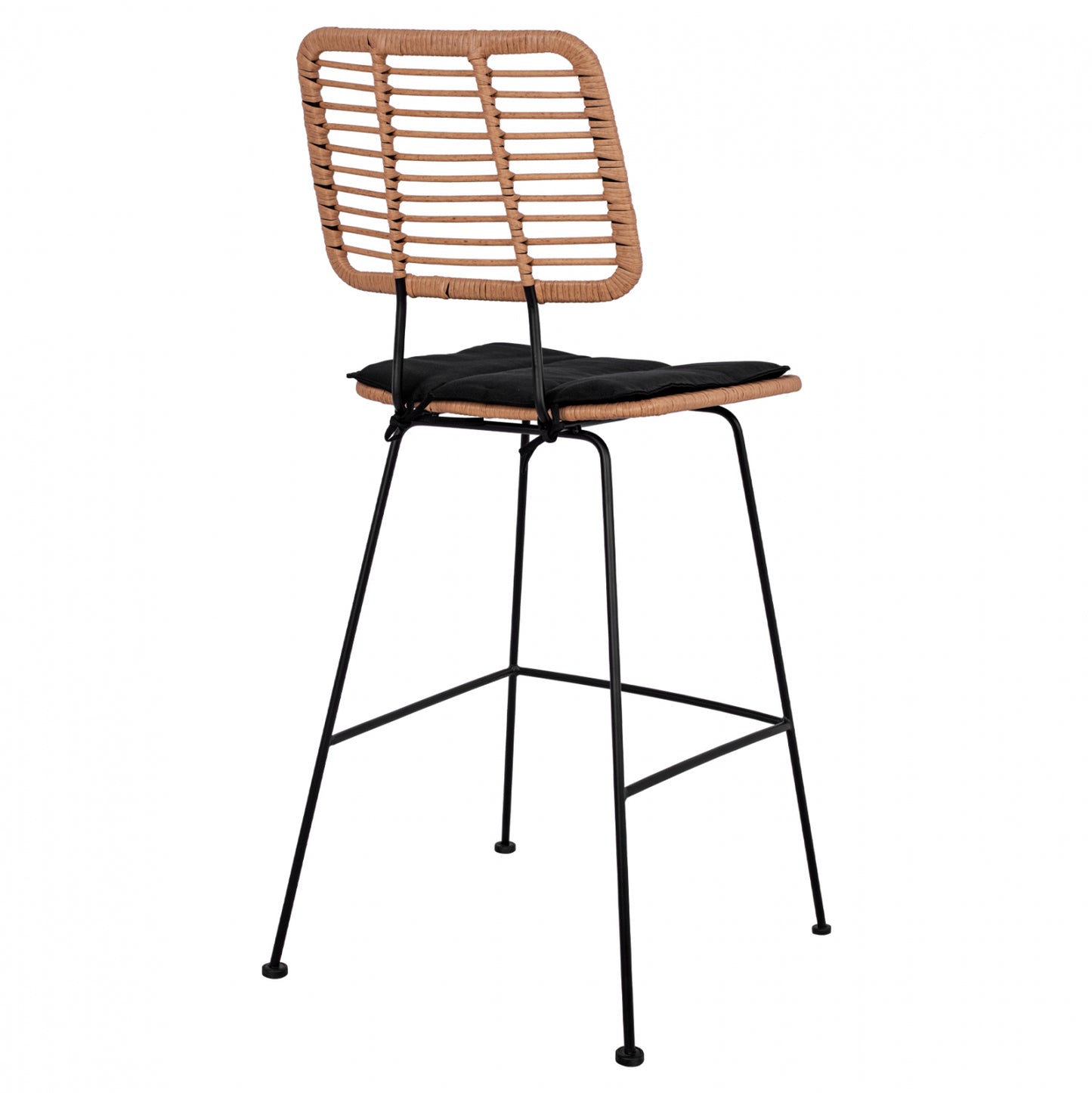 STOOL METAL CUSHION ALLEGRA WITH WICKER BEIGE 46,5x55x117,5