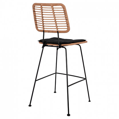 STOOL METAL CUSHION ALLEGRA WITH WICKER BEIGE 46,5x55x117,5