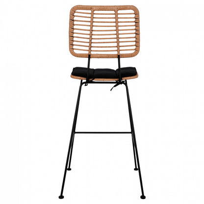 STOOL METAL CUSHION ALLEGRA WITH WICKER BEIGE 46,5x55x117,5