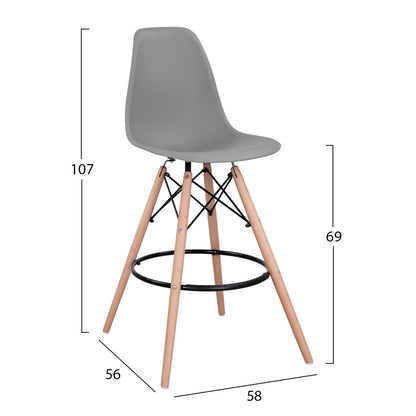 BAR STOOL RENATA GREY 58x56x107