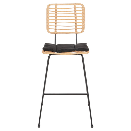ΣΚΑΜΠΟ ΜΠΑΡ ALLEGRA ΜΕΤΑΛΛΟ & ΜΑΞΙΛΑΡΙ ΜΑΥΡΟ WICKER ΜΠΕΖ 56x59x116,5