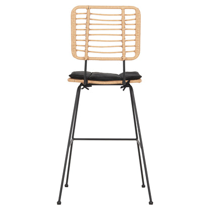 ΣΚΑΜΠΟ ΜΠΑΡ ALLEGRA HM5455.11 ΜΕΤΑΛΛΟ&ΜΑΞΙΛΑΡΙ ΜΑΥΡΟ-WICKER ΜΠΕΖ 56x59x116,5Υεκ.