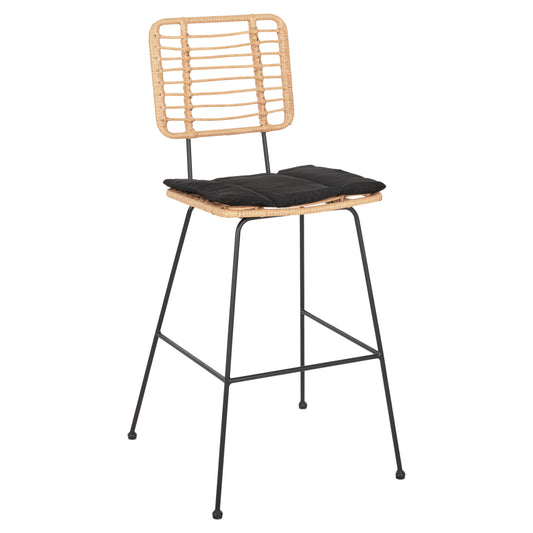 ΣΚΑΜΠΟ ΜΠΑΡ ALLEGRA ΜΕΤΑΛΛΟ & ΜΑΞΙΛΑΡΙ ΜΑΥΡΟ WICKER ΜΠΕΖ 56x59x116,5