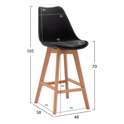 VEGAS BAR STOOL IN BLACK 48x58x105