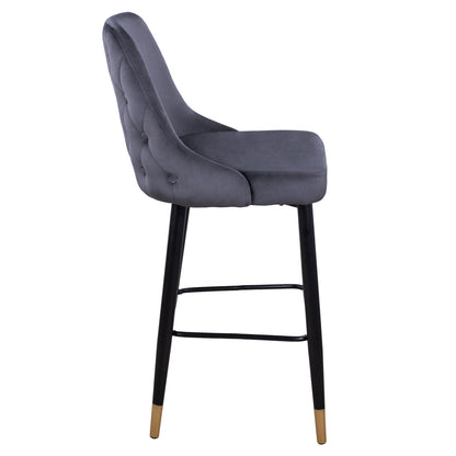 BAR STOOL SERENITY GREY VELVET WITH METAL FRAME 51x57x110