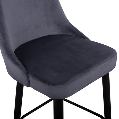 BAR STOOL SERENITY GREY VELVET WITH METAL FRAME 51x57x110