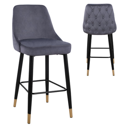 BAR STOOL SERENITY GREY VELVET WITH METAL FRAME 51x57x110