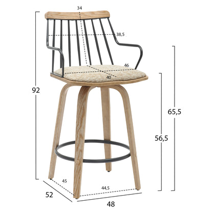 ΣΚΑΜΠΟ ΜΠΑΡ JUDI HM9985.01 WHITE WASH Κ.Π.-ΜΑΥΡΟ ΜΕΤΑΛΛΟ-ΜΠΕΖ ΥΦΑΣΜΑ 48x52x92Υεκ