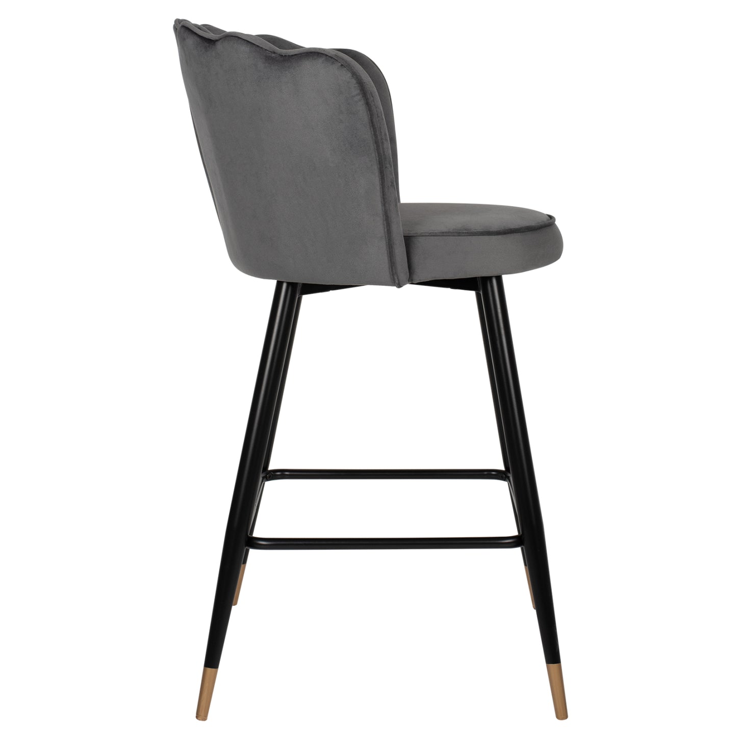 BAR STOOL VESNA GREY VELVET METAL FRAME 50x50x90