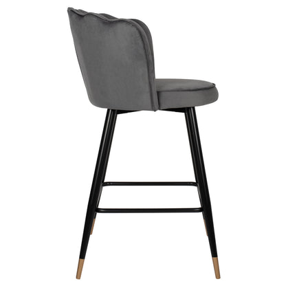 BAR STOOL VESNA GREY VELVET METAL FRAME 50x50x90