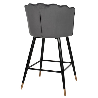 BAR STOOL VESNA GREY VELVET METAL FRAME 50x50x90