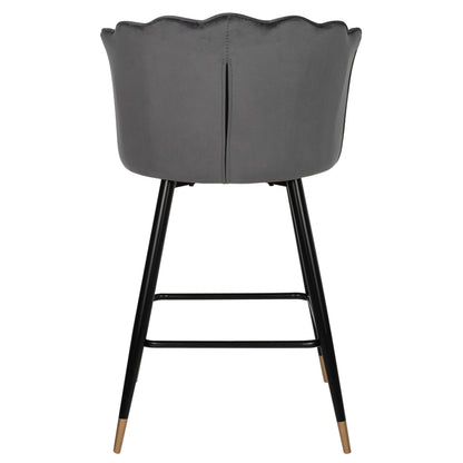 BAR STOOL VESNA GREY VELVET METAL FRAME 50x50x90