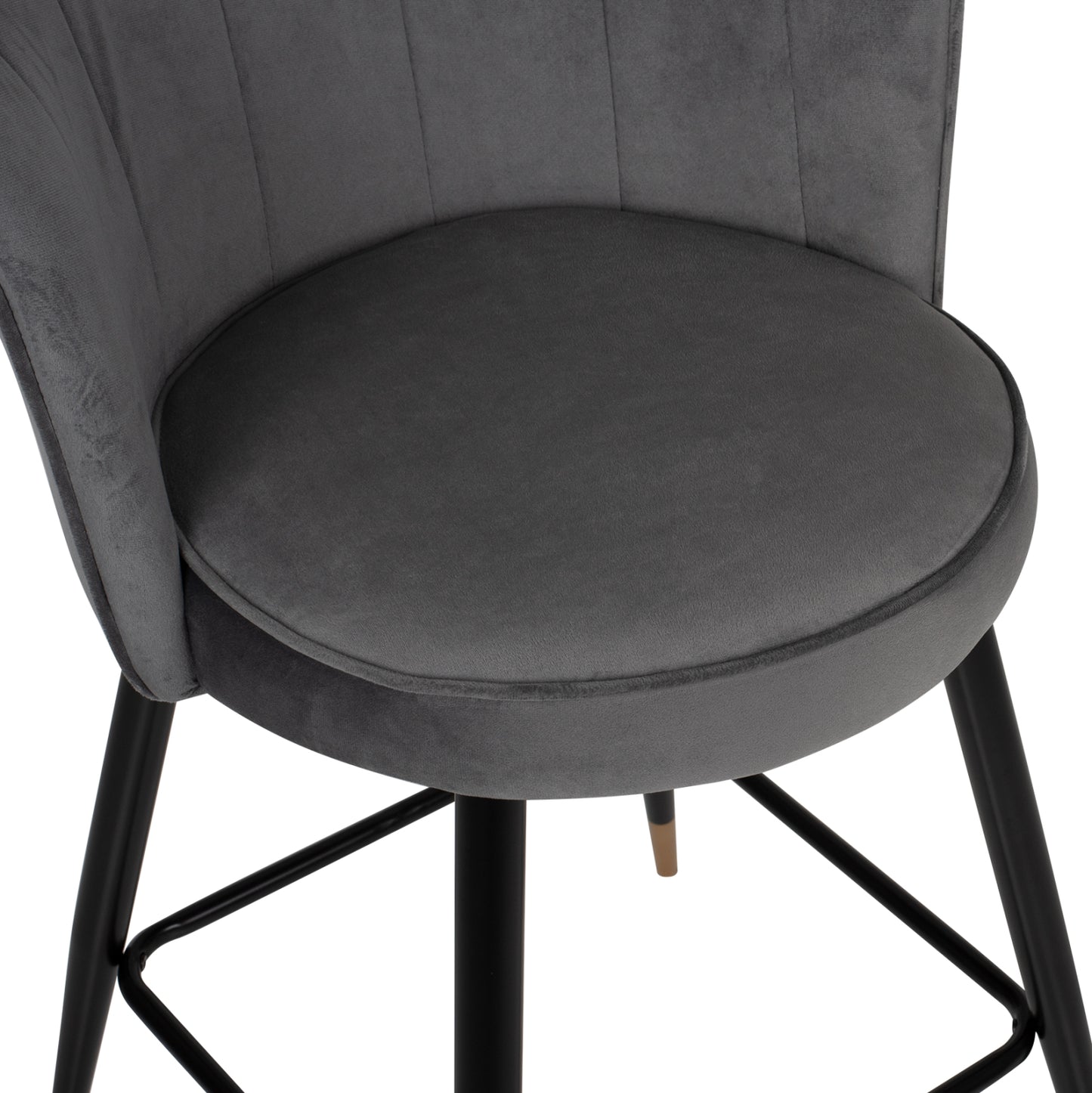 BAR STOOL VESNA GREY VELVET METAL FRAME 50x50x90