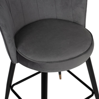 BAR STOOL VESNA GREY VELVET METAL FRAME 50x50x90